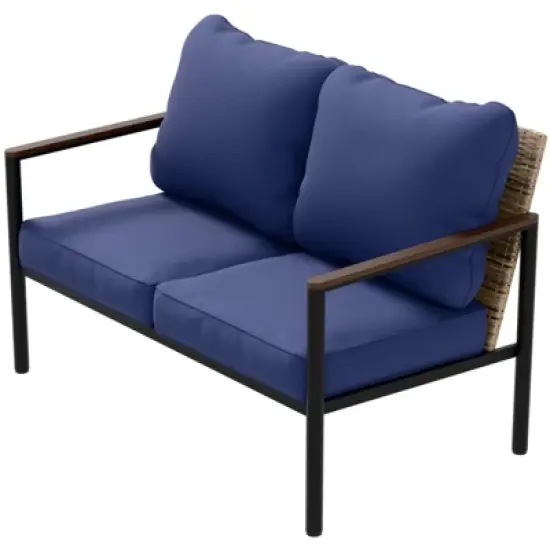 EAGLE PEAK Sunset Dune Collection Modern Outdoor Furniture Sofa, Patio Wicker Loveseat Couch with Cushions image {9}