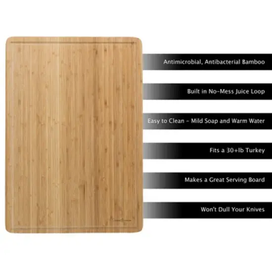 Hastings Home Extra Large Eco-Friendly Bamboo Cutting Board With Juice Groove &ndash; 20" x 14" image {2}