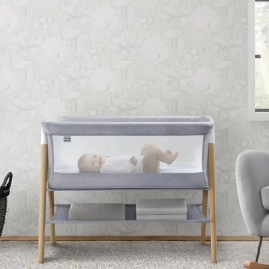 Simmons Kids' Koi Beechwood By the Bed Bassinet - Dove Gray image {1}