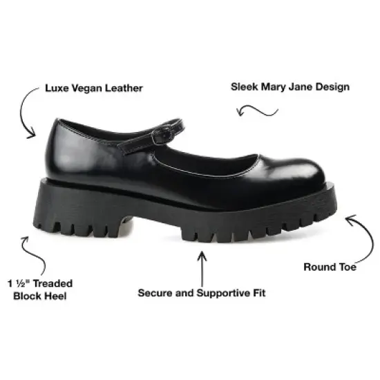 Journee Collection Womens Kamie Mary Jane Round Toe Buckle Flats image {7}