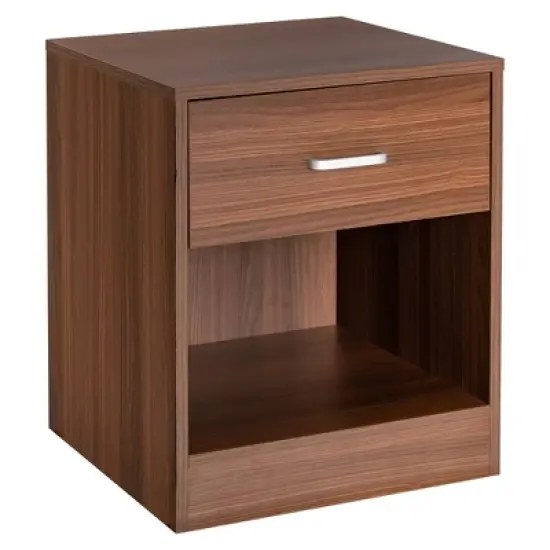 Costway Nightstand with Drawer Storage Cabinet Modern Beside End Table Black\Brown image {9}
