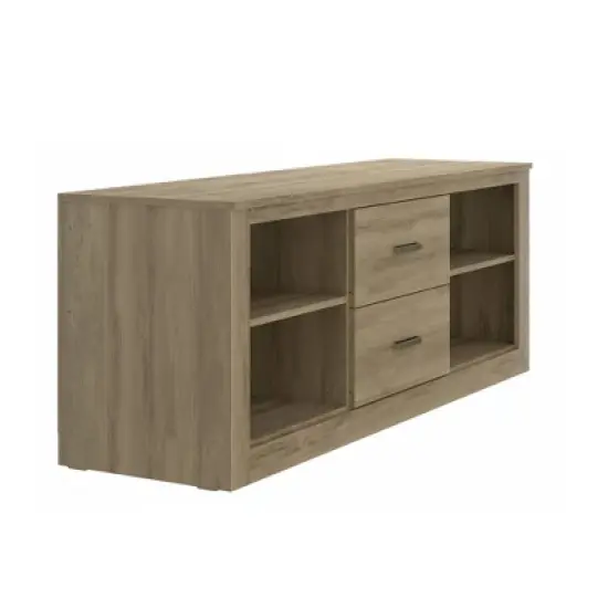 Wooden 2 Drawers and 4 Open Compartments TV Stand for TVs up to 59" Brown - The Urban Port image {1}
