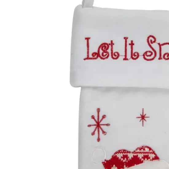 Northlight 19" Red and White "Let It Snow" Santa Claus Embroidered Christmas Stocking image {2}