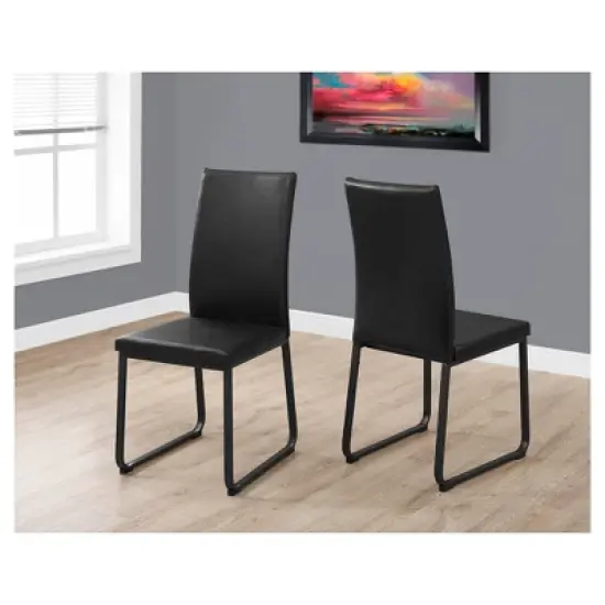 2pc Dining Chair Leather Black - EveryRoom image {1}