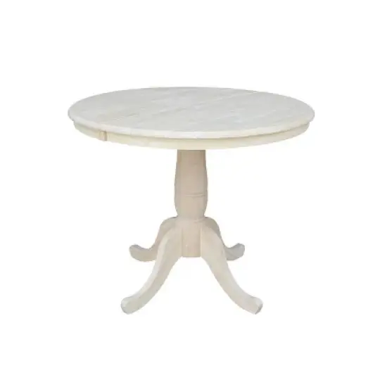 36" Round Top Pedestal Dining Table with 12" Drop Leaf - International Concepts image {7}