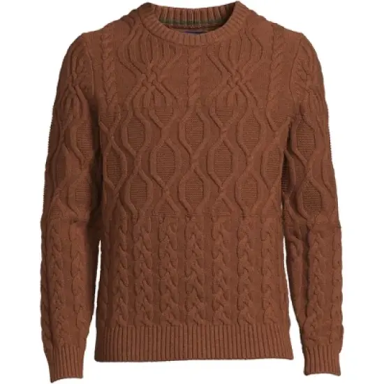 Lands' End Men's Lambswool Cable Crewneck image {3}