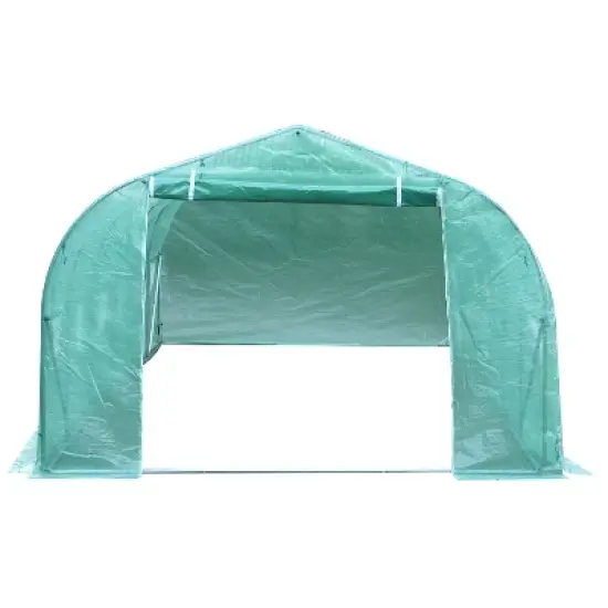 Outsunny 26' x 10' x 7' Walk-In Greenhouse Tunnel, Large Gardening Plant Hot House with 12 Windows and Zipper Doors for Backyard image {4}