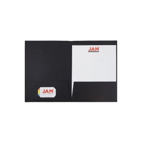 JAM Paper Linen 2-Pocket Portfolio Folder Black 6/Pack (99594d)  image {2}
