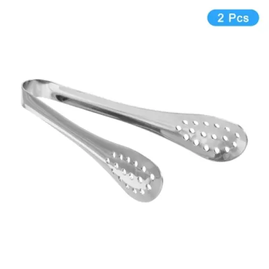 Unique Bargains Tea Party Stainless Steel Dessert Tongs 2 Pcs image {2}