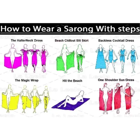 LA LEELA Women's Beach Bikini Swimwear Swim Cover Up Wrap Bathing suit Summer Wraps Beachwear Sarong Swimsuits for Women One Size Purple, Floral image {5}