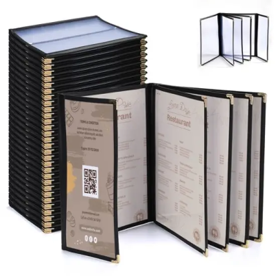 WeChef 30 Pcs Menu Covers 8.5x11" 5 Page 10 View & 4.25x11" Half Page Wine List image {9}