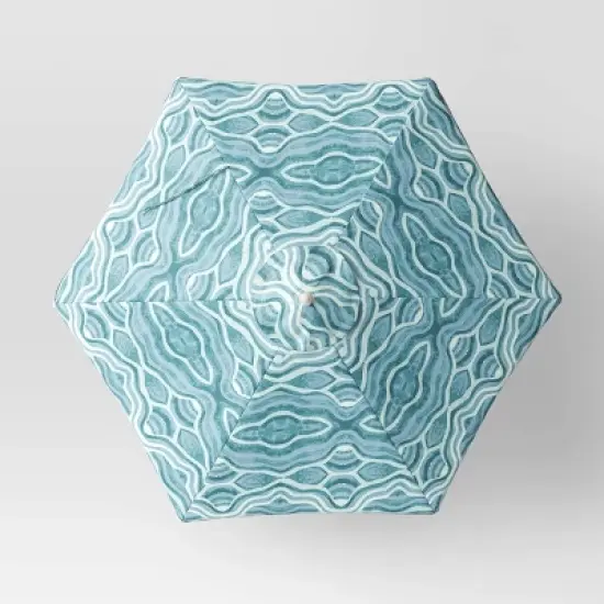 7.5'x7.5' Decorative Trim Scalloped Outdoor Market Umbrella Blue - Opalhouse&trade; designed with Jungalow&trade; image {3}