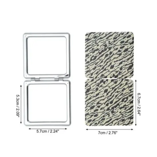 Unique Bargains 1 Pc Rectangle Folding Makeup Mirror for Travel Vacation Khaki image {1}
