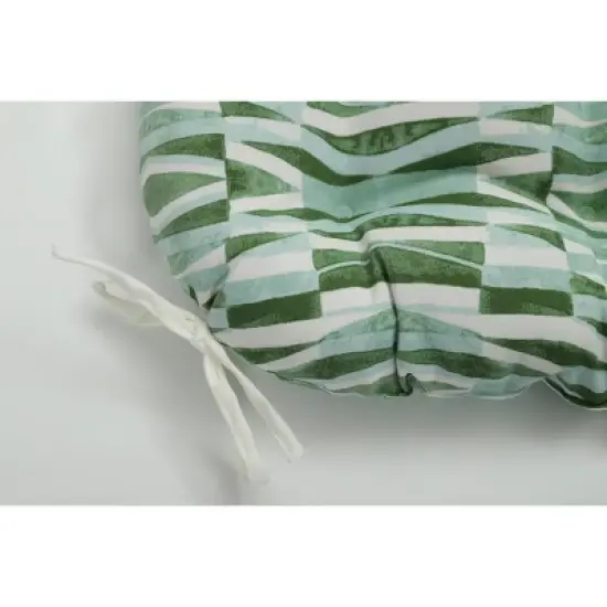 Set of 2 Outdoor/Indoor Deluxe Tufted Chair Pads Nevis Waves - Pillow Perfec image {2}