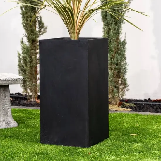 Rosemead Home & Garden, Inc. Rectangular Concrete Outdoor Planter Pot Black 13.8"x13.8" image {3}