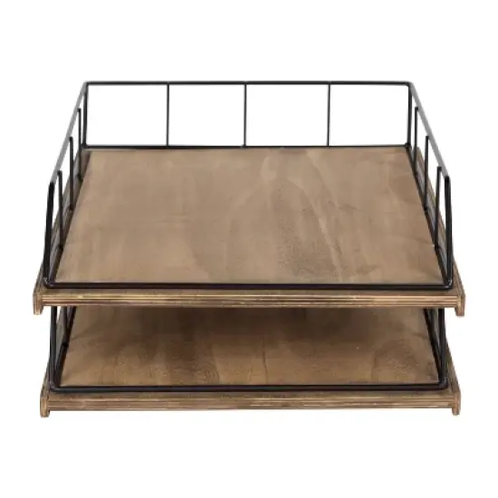 Kate and Laurel Benbrook Stacked Metal and Wood Letter Trays image {2}