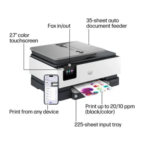 HP OfficeJet Pro 8135e Wireless All-in-One Color Printer Scanner Copier with 3 Months Free Instant Ink (40Q35A): Inkjet, USB, Bluetooth image {3}