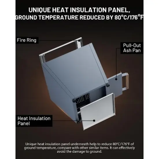 Cyberpit One 20-Inch Smokeless Fire Pit with Pull-Out Ash Pan, Portable Outdoor Firepit, Stainless Steel, Blue image {3}