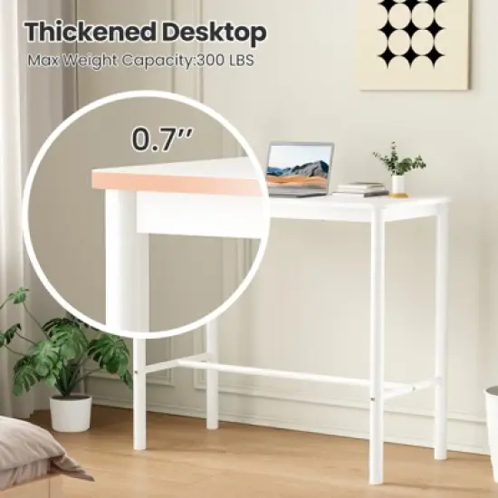 GlasFlength Bar Table，Industrial Modern Bar Table with Sturdy Metal Frame, Easy Assembly, white, 47.2"*23.6"*41.3" image {4}