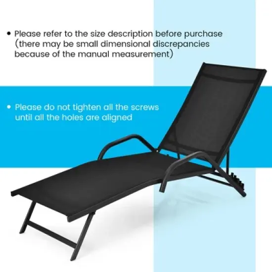 Tangkula 2PCS Outdoor Patio Chaise Reclining Lounge Chairs  w/ 5-Position Adjust Backrest image {6}