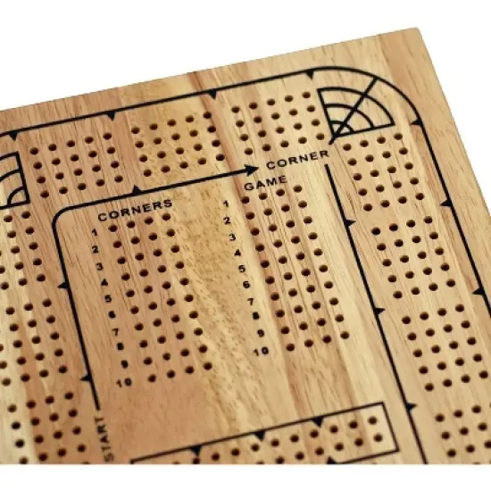 WE Games Classic Solid Wood, 4 Track Cribbage Board image {1}