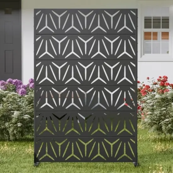 PexFix 72 in. x 47 in. Outdoor Metal Privacy Screen Garden Fence in Star Pattern image {3}