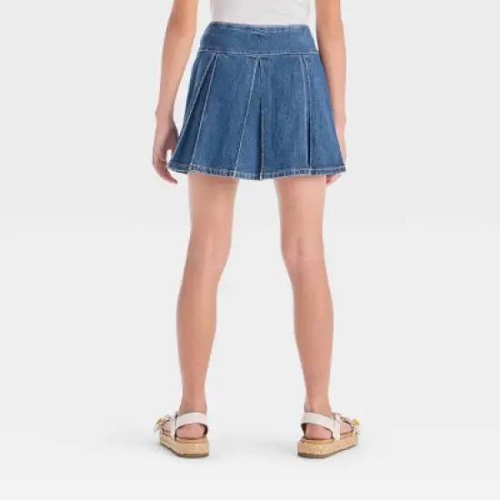 Girls' Drop-Waist Pleated Denim Skirt - art class&trade; image {1}
