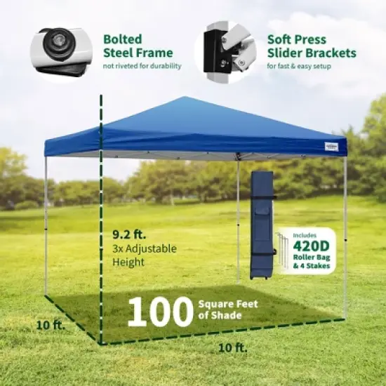 Caravan Canopy V-Series 10 x 10' 2 Straight Leg Sidewall Kit & V-Series II 10 x 10' Entry Level Angled Leg Instant Canopy for Recreational Uses image {3}