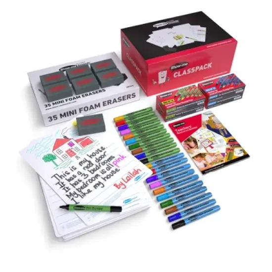Show-me&reg; Classpack of 35 x A4 Picture Story Lapboards, with Pens, Erasers, Cleaner image {9}