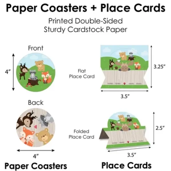 Big Dot of Happiness Woodland Creatures - Baby Shower or Birthday Party Paper Charger and Table Decorations - Chargerific Kit - Place Setting for 8 image {6}
