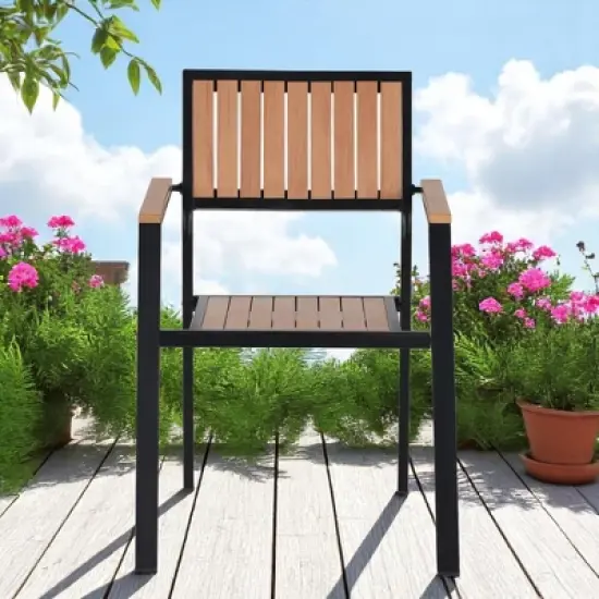 Outdoor Dining Set - Extendable Table (62.9" to 82.6") with 6 Chairs, Plastic Wood & Iron Frame, Flexible Layout for Backyard, Patio, and Garden Use image {10}