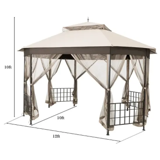 Tangkula 10'x 12'Octagonal Canopy Tent Patio Gazebo Canopy Shelter W/ Mosquito Netting image {1}