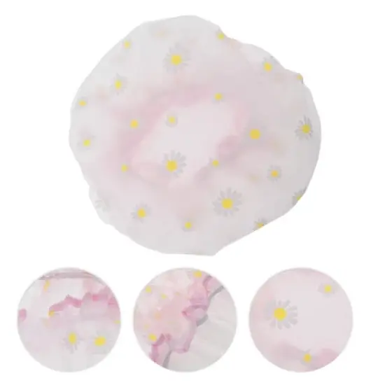 Unique Bargains Women's Sunflower Bath Cap White Yellow 1 Pc image {2}