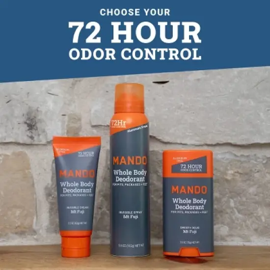 Mando Whole Body Men's Smooth Solid Deodorant Mt Fuji - Aluminum-Free 2.6oz image {8}