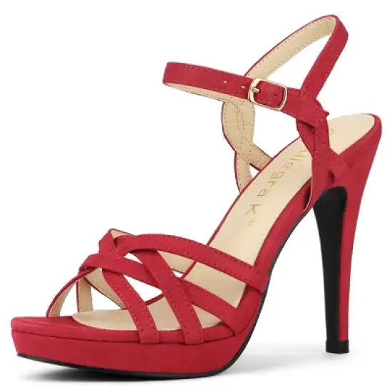 Allegra K Women's Strappy Platform Heels Stiletto Heel Sandals image {7}