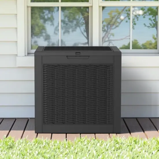 MAYEERTY 30 Gallon Large Capacity Outdoor Deck Box for Patio Furniture Cushions, Pillow with Wheels, Black image {3}