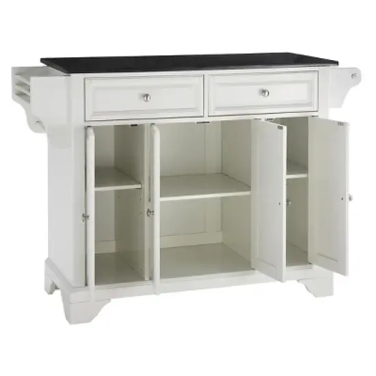 LaFayette Solid Black Granite Top Kitchen Island - White - Crosley image {2}