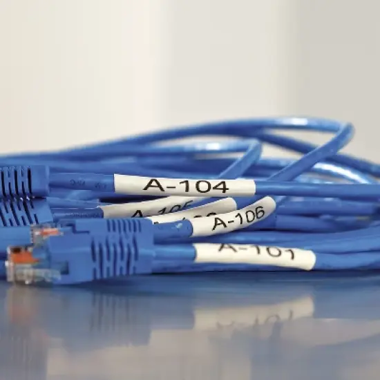 Dymo Rhino Heat Shrink Tubes Industrial Label Tape 3/8" x 5 ft White/Black Print 18053 image {3}