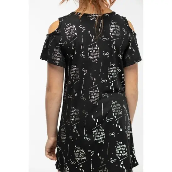 Intimo Big Girls' Harry Potter I Solemnly Swear Shoulder Cut Out Nightgown Black image {5}