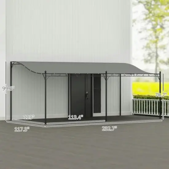 Resenkos Outdoor Garden Gazebo, Sunshade Gazebo Canopy,10' x 20' Wall-Mounted Outdoor Pergola Canopy with Drainage Holes, Dark Gray image {1}