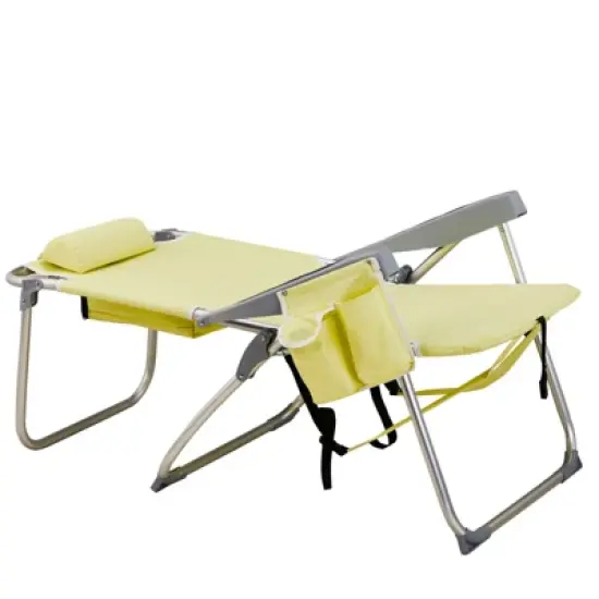 DOMETOUR Heightened Oxford Cloth Silver White Aluminum Tube Bearing 220 LBS Beach Chair Yellow image {13}