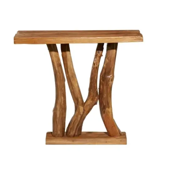 Contemporary Teak Wood Console Table Brown - Olivia & May image {2}