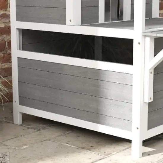 PawHut Outdoor Cat House with Balcony, Feral Cat Shelter with Weatherproof Openable Top, Escape Door, Removable Panel & Floor, for Backyard, Outside image {5}