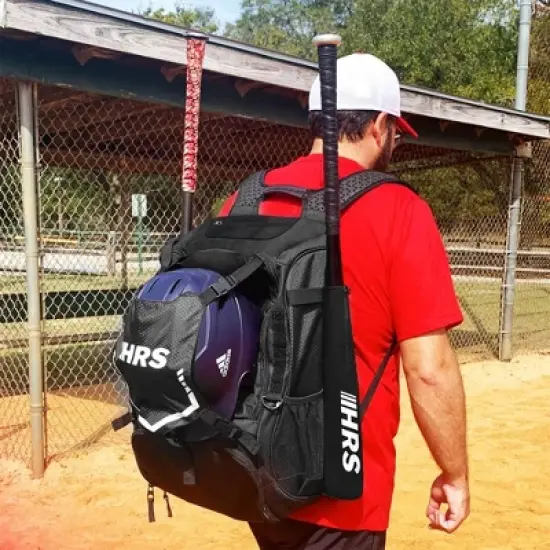 Hit Run Steal Bat Bag Backpack with Ventilated Shoe Pocket, Heavy Duty Fence Hook, and Padded Straps, Holds 4 Bats, Glove, Helmet, Cleats image {3}