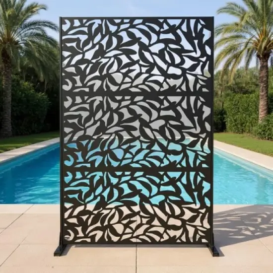 72" H&times;47" W Metal Privacy Screen with Stable Base, Freestanding Decorative Patio Screen for Hanging Plants image {10}