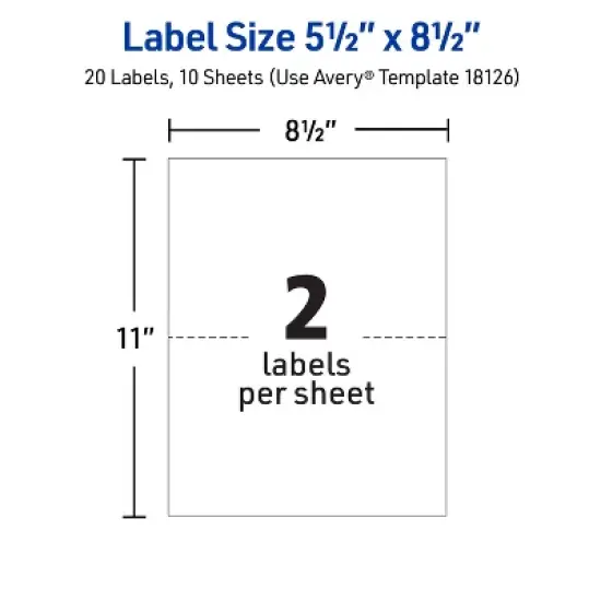 Avery 5 1/2" x 8 1/2" 20ct Internet Shipping Labels - White: Printable Mailing Labels, Avery Template, Printer Compatible image {4}