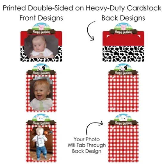 Big Dot of Happiness Farm Animals - Barnyard Birthday Party Picture Centerpiece Sticks - Photo Table Toppers - 15 Pieces image {4}