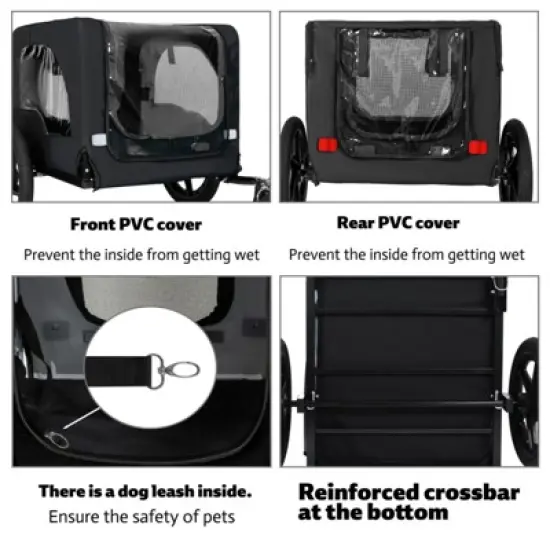 RISOKEYS 16-Inch Foldable Pet Bike Trailer - with Universal Hitch & All-Terrain Wheels, Portable for Road Trips and Daily Rides,for Small Dogs image {4}