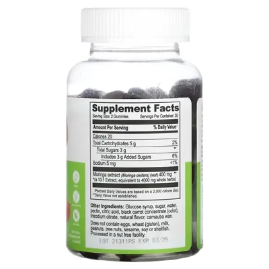 Lifeable Moringa Leaf Extract 4000mg - Great Tasting Natural Flavor Gummy Supplement Vitamins - Non-GMO Gluten Free Vegan Chewable - Antioxidant image {1}