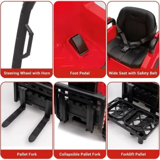 12V Kids Ride On Forklift Car with Tent, Electric Ride On Construction Car Toy for Toddles with Remote Control, 2 Speeds, Music image {4}